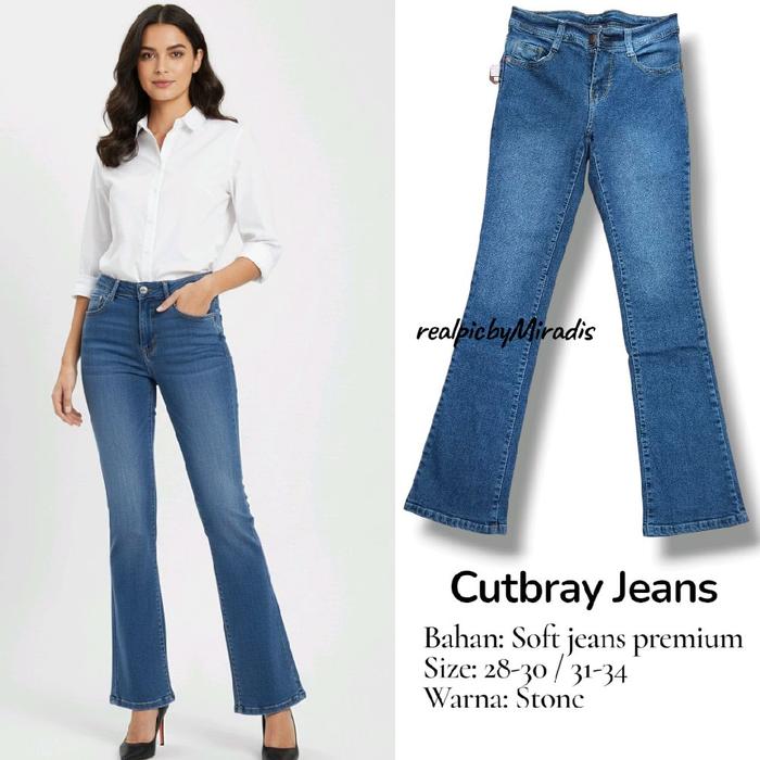 Celana Jeans Cutbray Softjeans Premium Tebal Wosly by Miradis