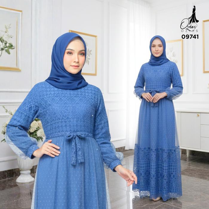 GAMIS OZIAS BROKAT FIMELA 09741 LD 105 & LD 120 I Gamis Tangan Balon I Gamis Kondangan Busui Friendl