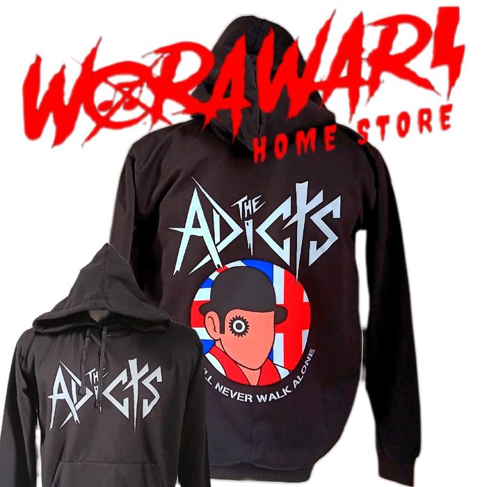 Hoodie band punk The adicts you'll never walk alone jaket punk hodie punk Pria Hitam Wanita Unisex F