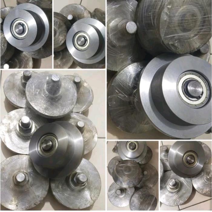 Roda Lift Barang Unp 80 Rell Lift Double Bearing Mur Bahan As Keras