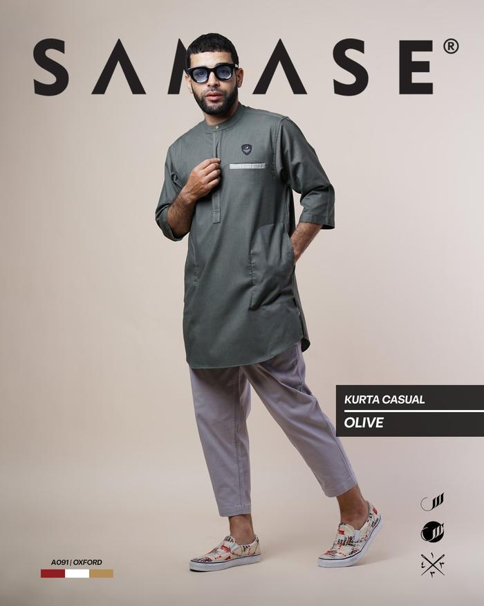 Samase Kurta Casual A091 Kemko Kemeja Pria Dewasa Lengan 3/4 Best Seller
