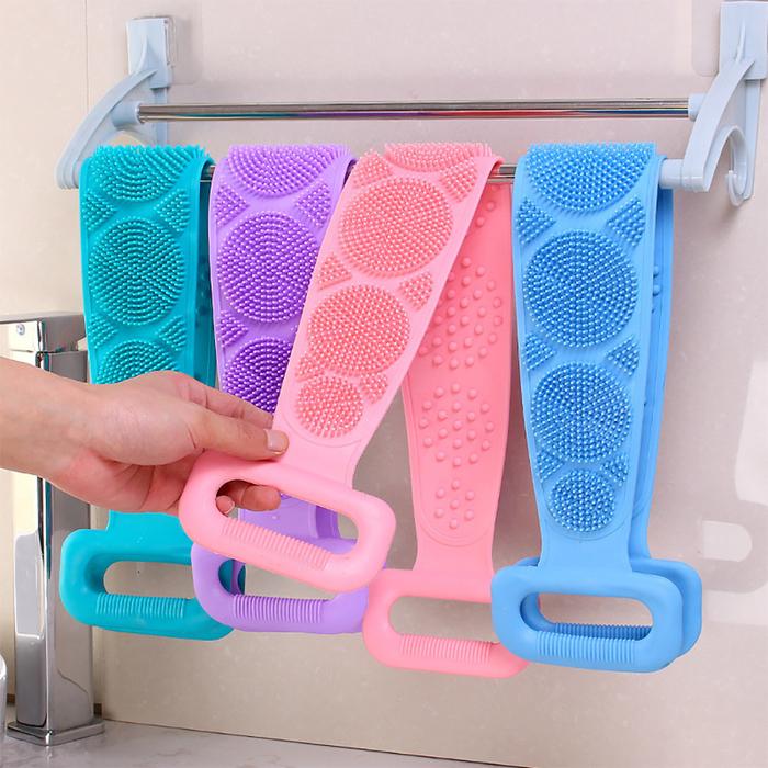 Silicone Body Sponge Brushes Towels Body Scrubber Rubbing Back Peeling Massage Shower Belt Extended 