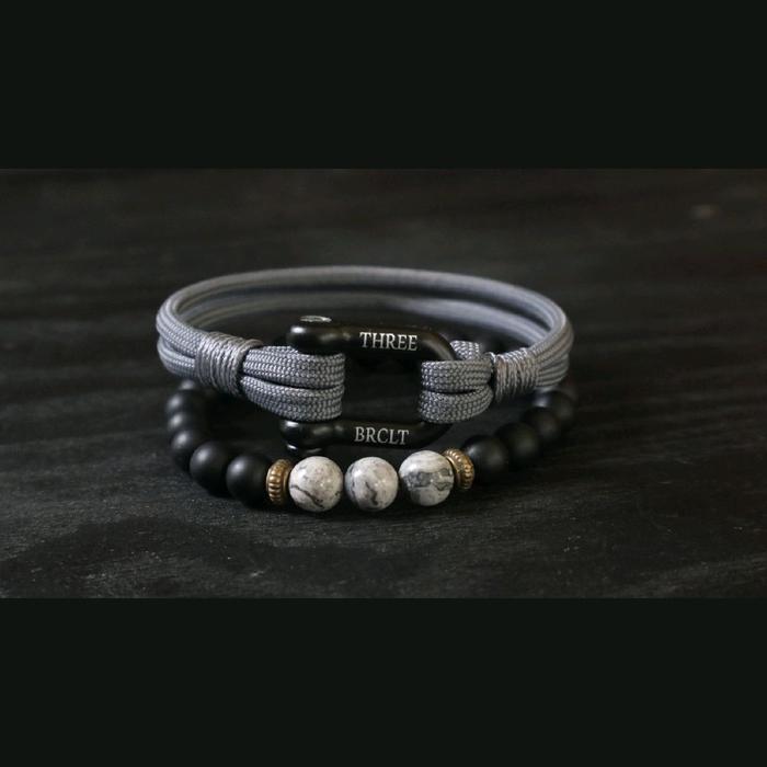 U-Shackle Bracelet Grey , Gelang Shackle & Gelang Batu, Gelang Paracord Simple.