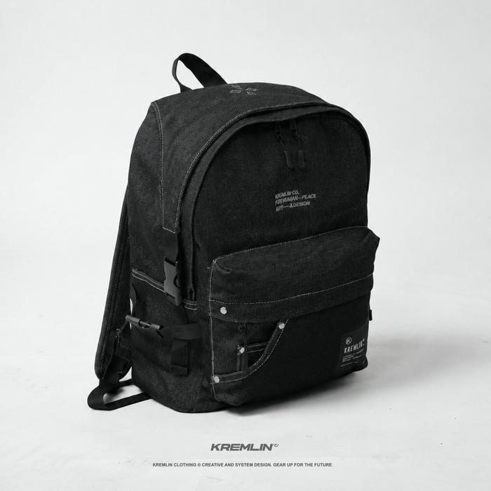 KREMLIN Tas Ransel Raw Denim Backpack Black - JADIOR