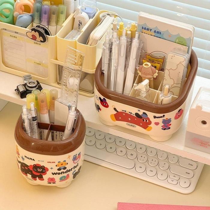 Desk Storage Organizer Tempat Alat Tulis Aesthetic Lucu / Pen Holder Kotak Penyimpanan Pulpen Brush