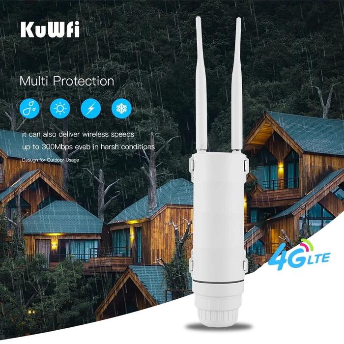KuWFi 4G Outdoor WIFI Router 150Mbps Waterproof 4G SIM Card Router Wide Range Wireless Internet Hots