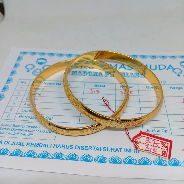 1pcs Gelang tangan wanita motif bangkok emas muda 3,5gr ada surat dari toko Bracelets