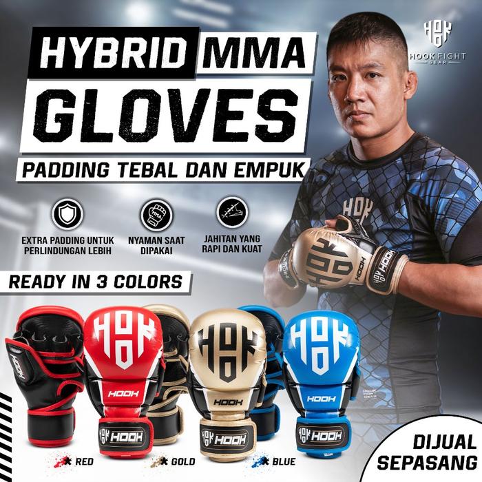 AJS- Hook Hybrid MMA Sparring Gloves Giant Gold Sarung Tinju MMA Glove UFC