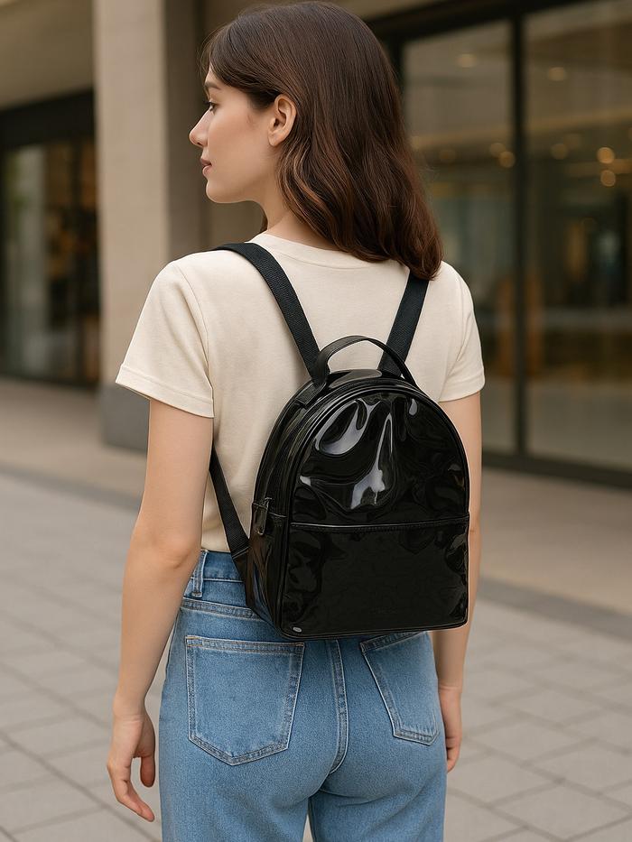 Tas Ransel Kecil Transparan PVC Mika Stylish Mini Backpack Warna Hitam Pink Stabilo – Tas Lucu untuk