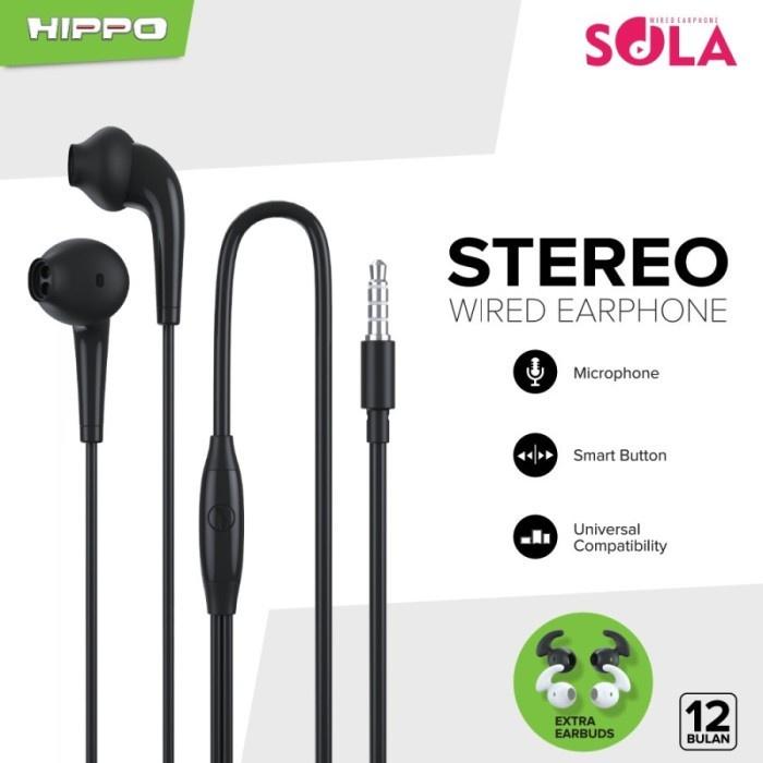 Headset Sola Stereo Wired Earphone - Hippo Headset Sola
