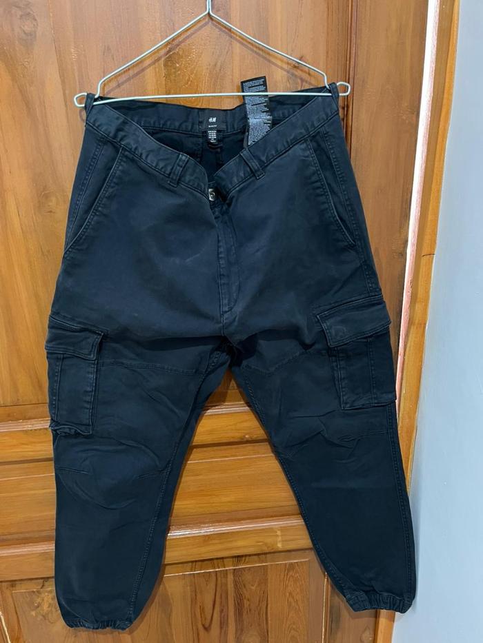 Hnm Cargo Denim Jogger - Celana Denim Jogger Hnm Size 32