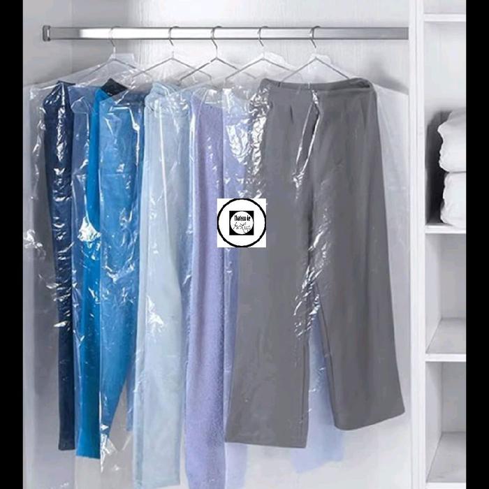 DHLine Plastik Hanger Polos Pria Hitam Blazer Ukuran 60x100cm Tebal 0.3 Micro untuk Jas & Baju Panja