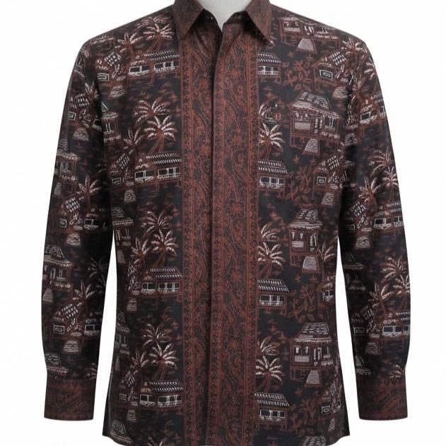 Batik Jambi Lengan Panjang Motif Rumah Tuo Kualitas Premium Desain Etnik untuk Pria