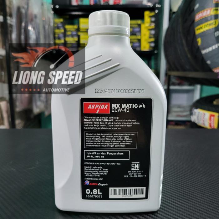 OLI MOTOR ASPIRA 20W 40 MATIC 0.8L API SL JASO MB MADE IN SHELL