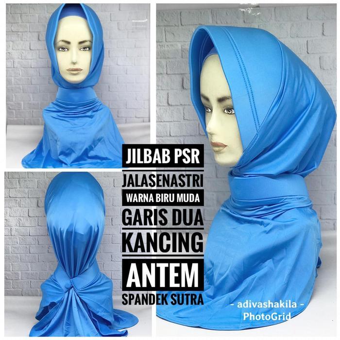 JILBAB PSR JALASENASTRI BIRU LANGIT GARIS DUA ANTEM
