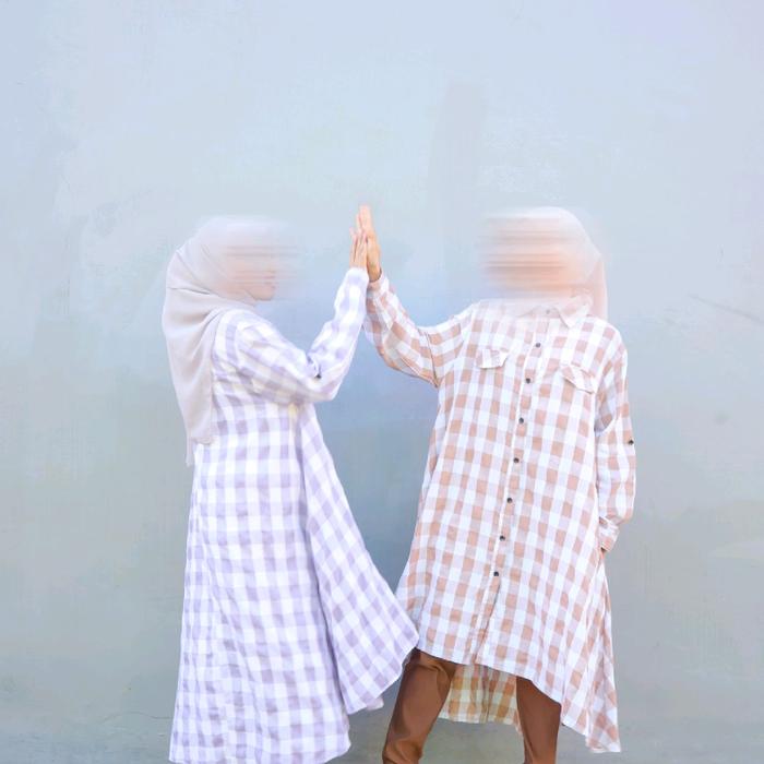 Tunic Maxi - motif kotak-kotak
