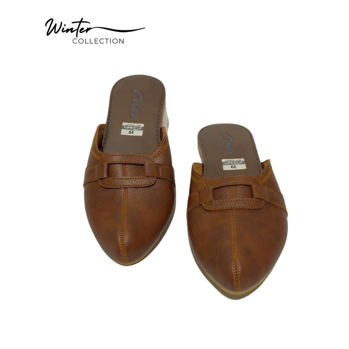 WINTERCOLLECT SANDAL WANITA CORLIS TUTONG BUSTONG MOTIF GESPER WARNA TAN