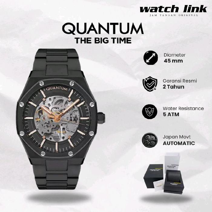 Jam Tangan Pria Quantum QTM OMG998.650 Rantai Hitam Original Garansi Resmi Watches Automatic