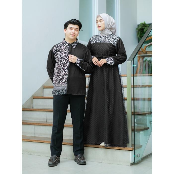 [BISA COD] - Baju couple pasangan lebaran Busui motif batik keluarga dan kemeja pria lengan panjang 