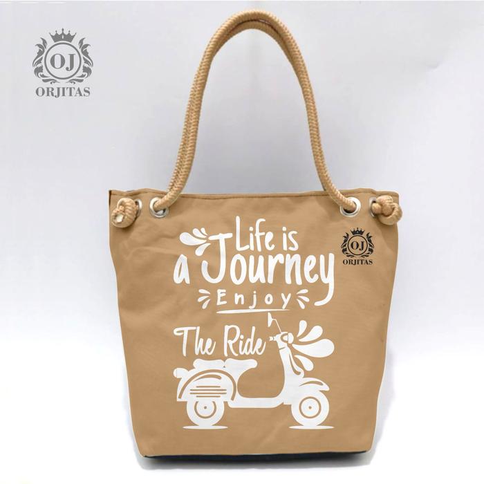 ORJI_ TAS TOTEBAG TALI SUMBU CEWEK TERBARU PRINTING  2024 Wanita