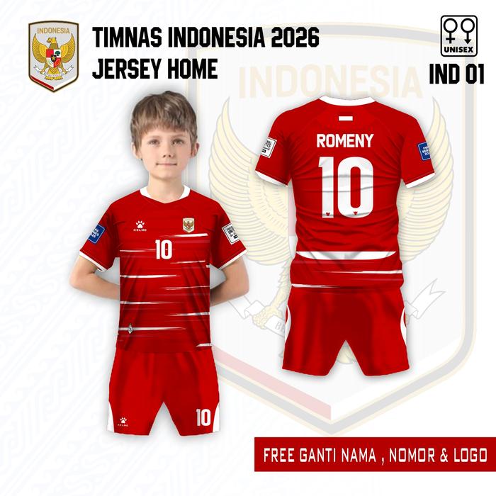 Setelan jersey timnas terbaru anak baju bola timnas indonesia 2026 kaos home timnas