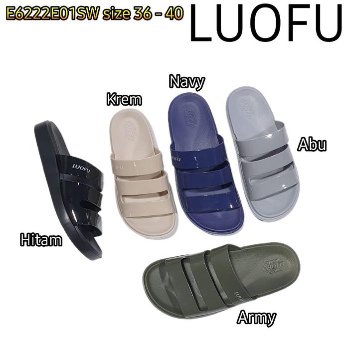 E6222E01SW LUOFU ORIGINAL jelly sandal karet empuk murah selop wanita sendal cewek import