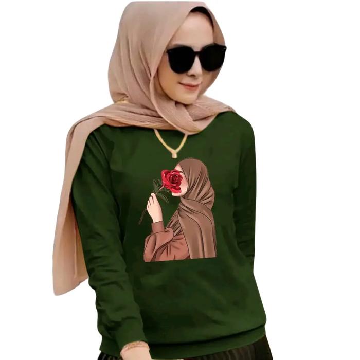 Sweater Hijab DS/BAJU Model Mawar (M-L-XL) - Wanita