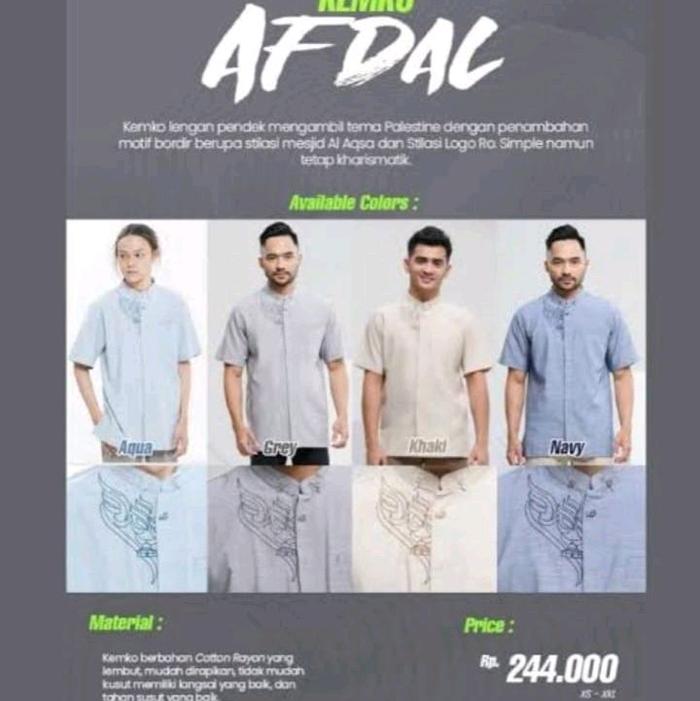 Kemilo AFDAL Baju Lengan Pendek Motif Bordir Mesjid Al-Aqsa & Logo Ila Simple Nanun Khasmasif Materi