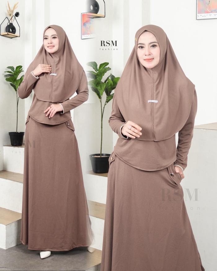 Diva Set Rok Bahan Knit Setelan Rok Set kerudung Terbaru Setelan RSM