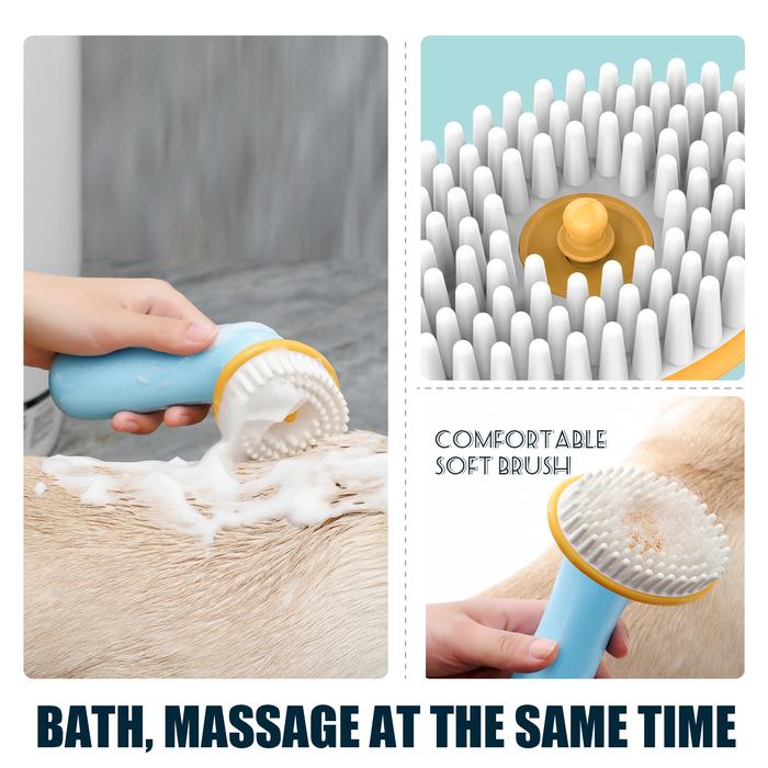Handheld Pet Bath Brush Refillable Shampoo Dog Cat Massage Grooming