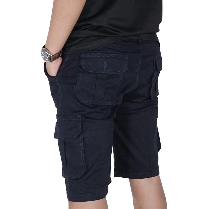CELANA PENDEK PRIA CARGO KEMPOL BIG SIZE SAKU BANYAK Keren Hitam