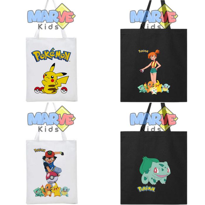 Totebag Tote Bag Pokemon Pikachu Lucu Tas Serut Sekolah Anak Goodie Bag Ultah Ulang Tahun Souvenir G