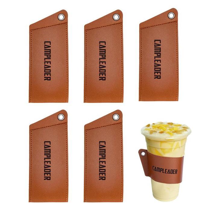 Reusable PU Leather Insulator Sleeve For Hot Coffee And Tea