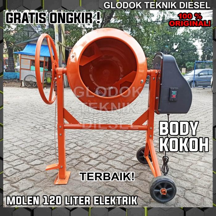 MESIN PENGADUK SEMEN MOLEN LISTRIK CONCRETE MIXER 120 LITER ALAT ADUK TERBAIK