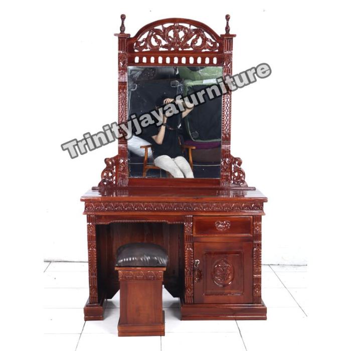 New Meja Rias Rahwana Kayu Jati Muda 1/2Biro/trinityjayafurniture