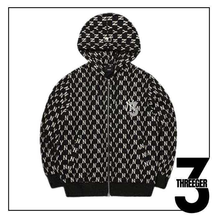 MLB NY Yankees Monogram Zip Hoodie Black Original / MLB Authentic