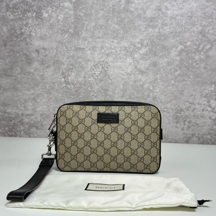 Gucci GG Supreme Brown Pouch Bag
