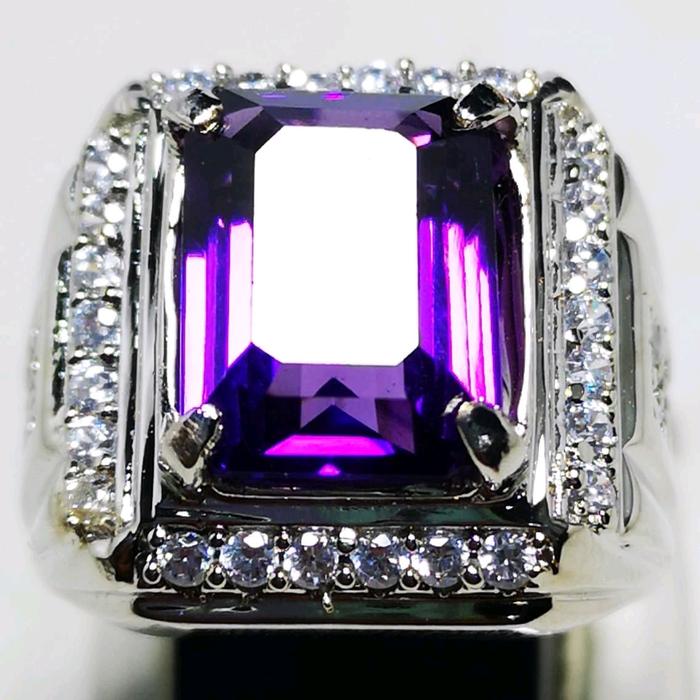 BISA COD CINCIN BATU AKIK PERMATA AMETHYST KOTAK ASLI NATURAL RING PERAK BANGKOK 926 SIAP PAKAI Ring