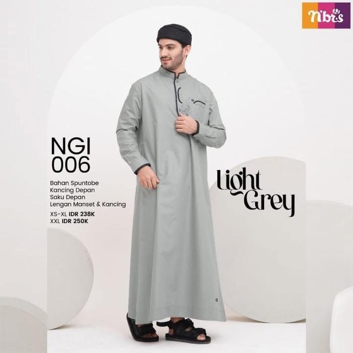 JUBAH NIBRAS NGI 06 NGI 007 gamis Ikhwan Sirwal Koko umroh haji hitam putih jumbo katun terbaru