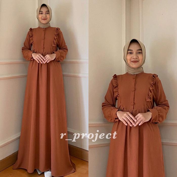 Asahi maxi dress crinkle premium LD 140 130 120 110 Gamis wanita terbaru fashion kekinian Airflow Fo