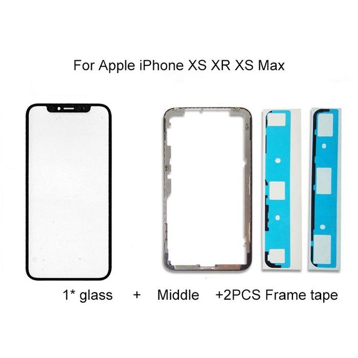 1set black glass + Middle Frame For Apple iPhone XS XR XS Max Front
