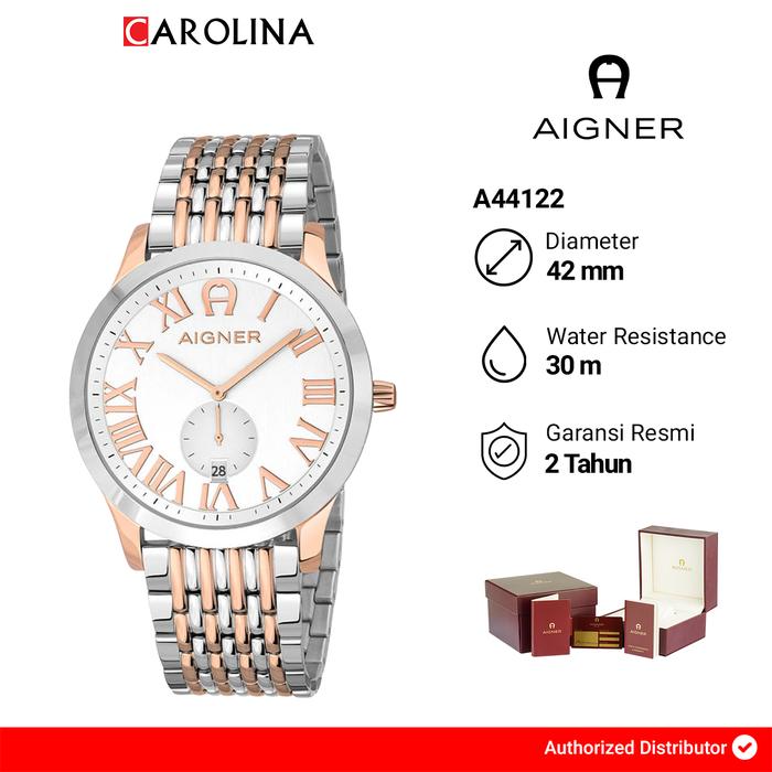 Jam Tangan Pria AIGNER A44122 White Dial Dual Tone Stainless Steel Strap