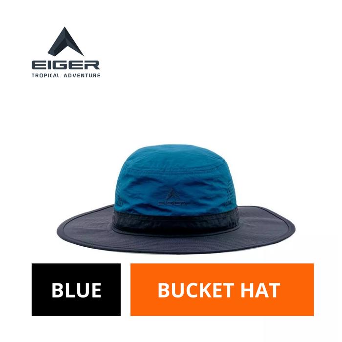 [BISA COD] Topi Rimba Pria Eiger Original Biru Nilon Qualla Hat Outdoor