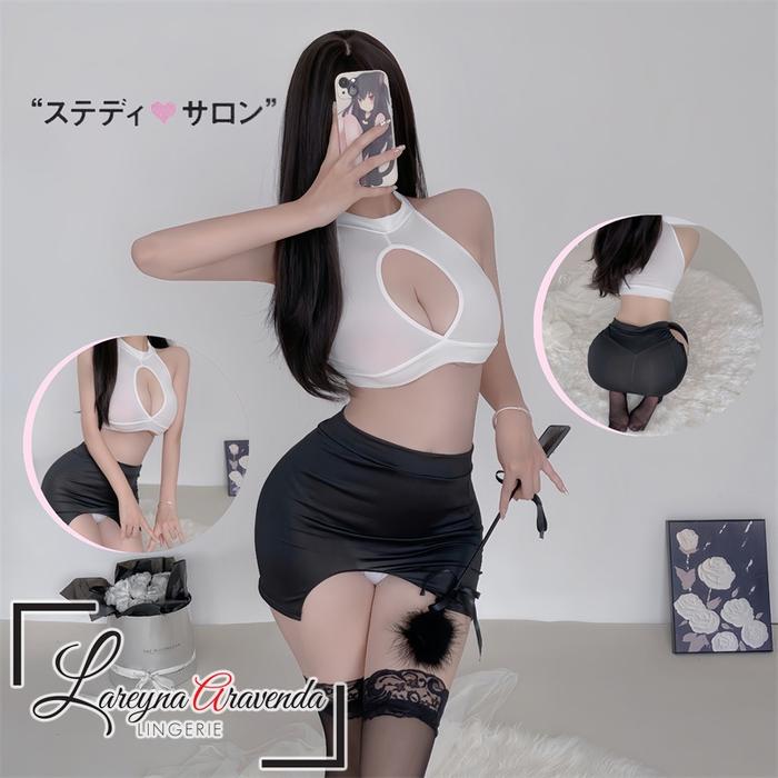 terbaru- Lareyna Aravenda Hot Lingerie + Rok + CD Kostum Sekretaris Nakal LG113