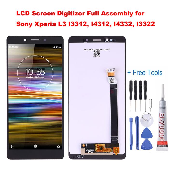 LCD Display Screen Digitizer Full Assembly untuk Sony Xperia L3