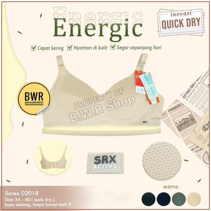 BH Sorex Quick Dry 02018 / Bra Sorex Energic Busa Sedang Tanpa Kawat Penyangga Kait 3 Pilih Warna |