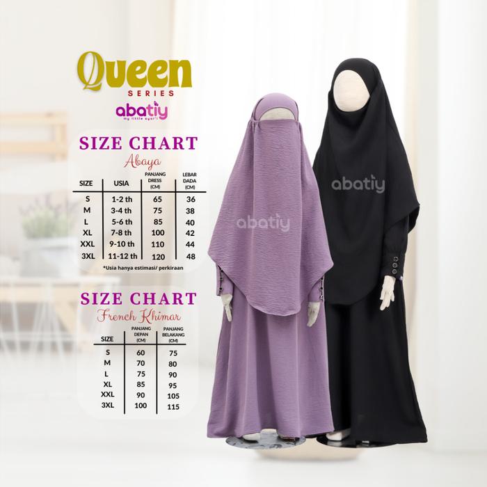 ABATIY - QUEEN SERIES FRENCH KHIMAR GAMIS SET ANAK PEREMPUAN