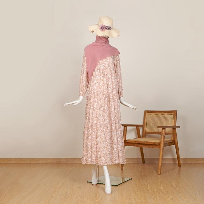 Esha Dress Gamis Bahan Rayon Viscose Busui Size S - XL Karet Muslim