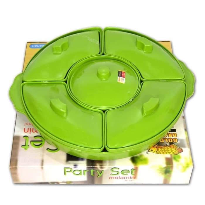[HijauTua] Party Set Melamin PS-0101/ Wadah Saji Mangkok Golden Dragon