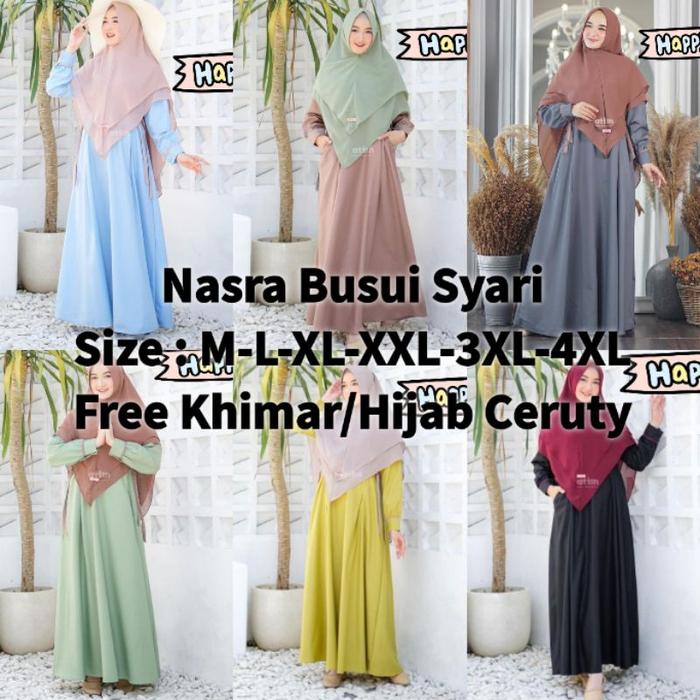 Nasra Syari - Baju Gamis Busui Dress Wanita Fashion Muslim Ukuran M L Xl Xxl 3Xl 4Xl Jumbo Untuk Aca